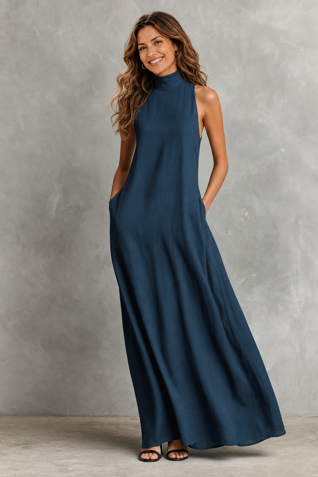 CARLAA | VESTIDO LARGO NEGRO MINIMALISTA