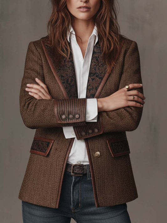 GISÈLE | BLAZER CON PANELES Y ESTAMPADO DE ESPIGA