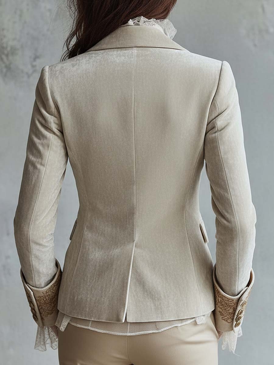 CONSTANCE | BLAZER MARFIL BORDADO DE SASTRERÍA