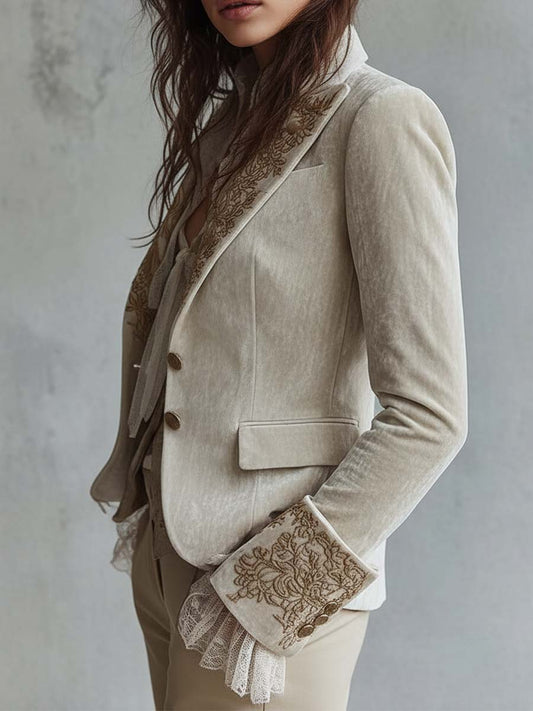CONSTANCE | BLAZER MARFIL BORDADO DE SASTRERÍA