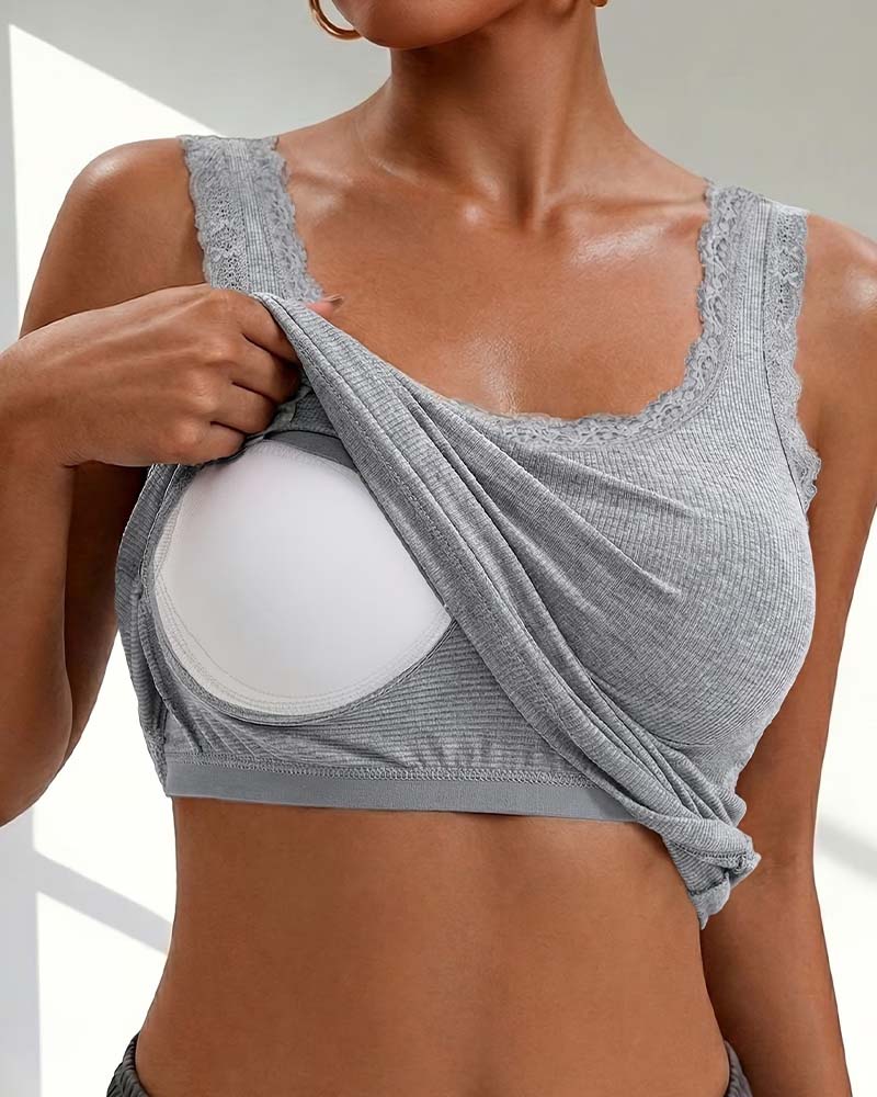 TOP DE TIRANTES MUJER CASUAL ENCAJE ACABADO ACOLCHADO