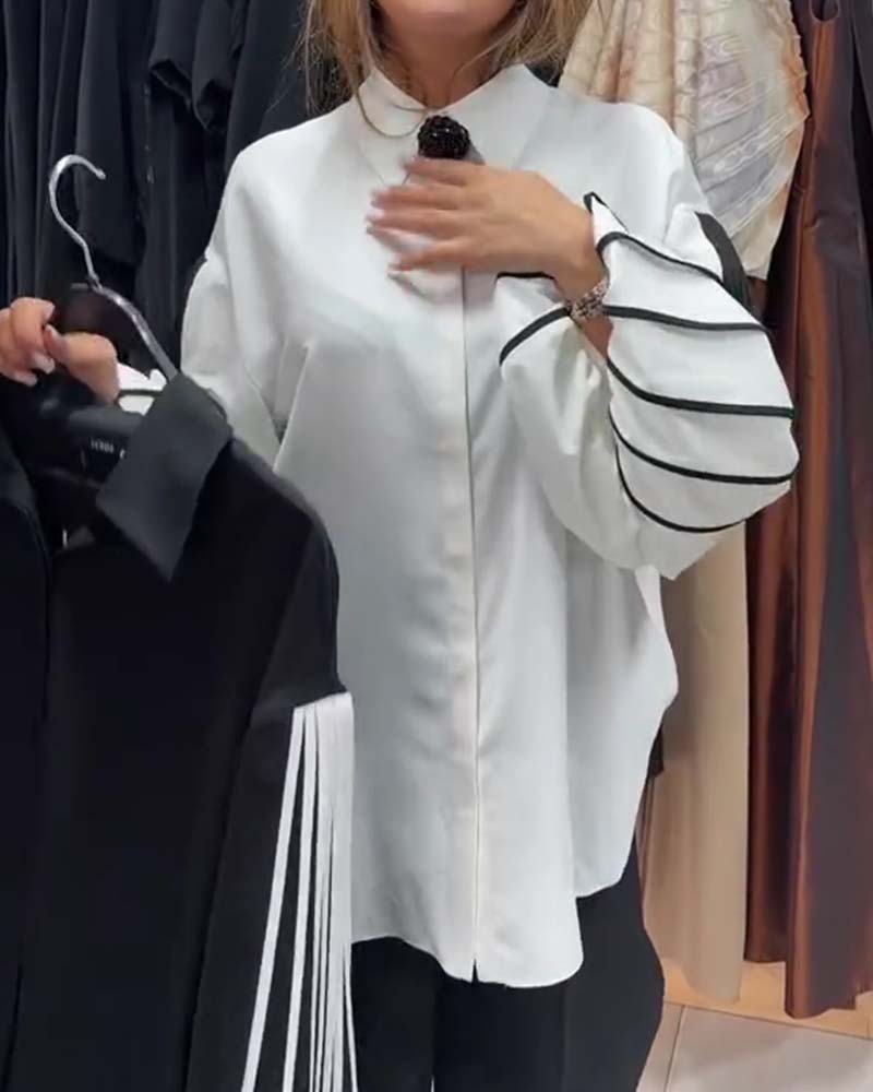 CAMISA CONTRASTE LÍNEA MANGA LARGA
