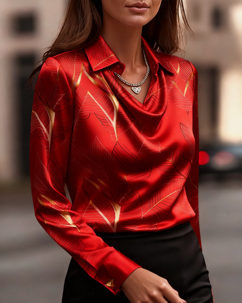 BLUSA ELEGANTE DE SATÉN CON MANGA LARGA