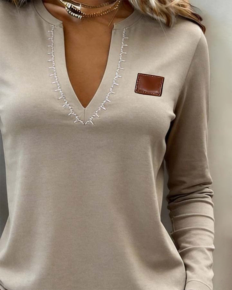 TOP CUELLO DE V LISO ELEGANTE CASUAL