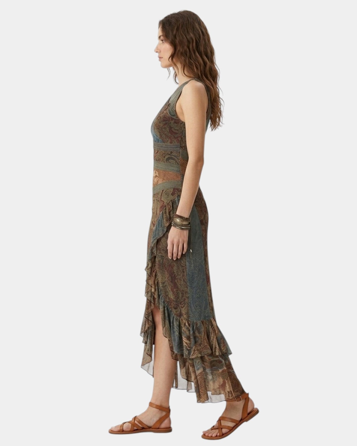 Cinderella | Vestido con estampado étnico