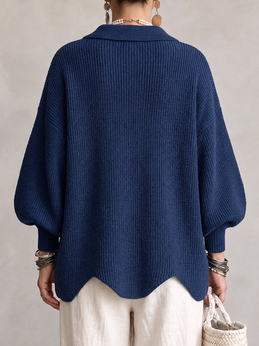 ISADORA | CÁRDIGAN OVERSIZE CON CUELLO Y GRANDES BOTONES METÁLICOS