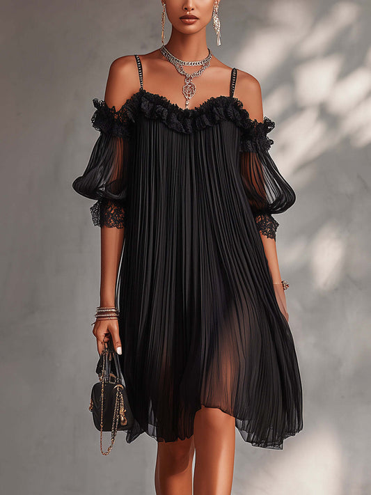 AURORE | VESTIDO LARGO DE GASA CON ESCOTE EN V