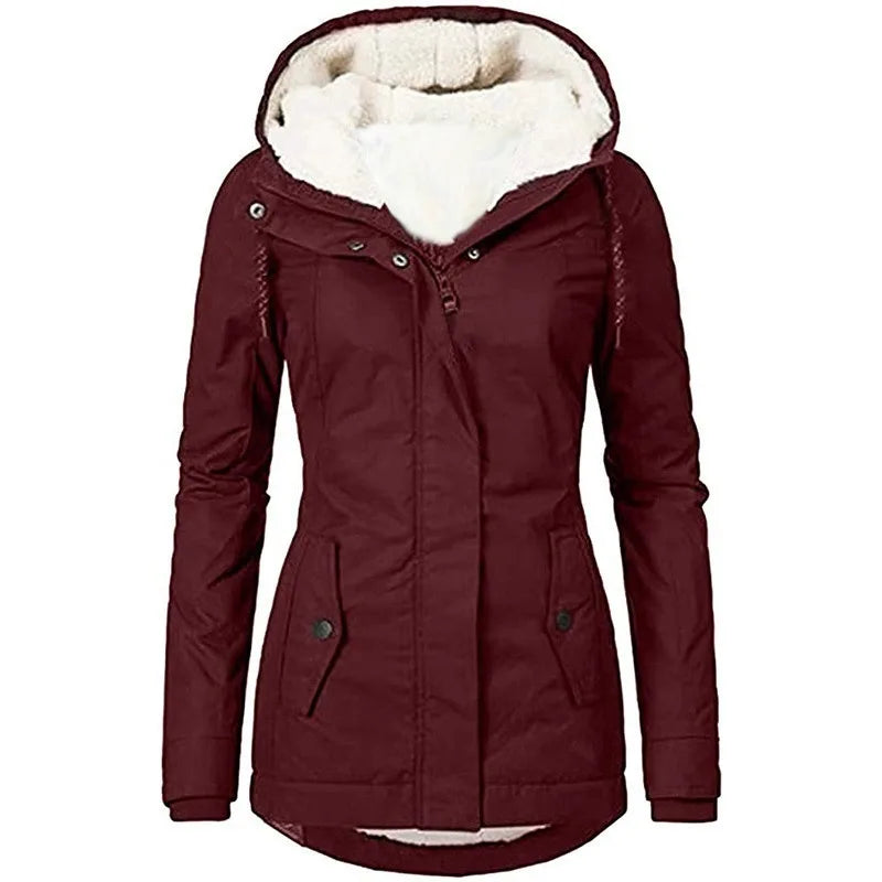 2025 Otoño e Invierno nueva chaqueta de mujer Color sólido chaqueta de lana mediana y larga para ir al trabajo Mujer