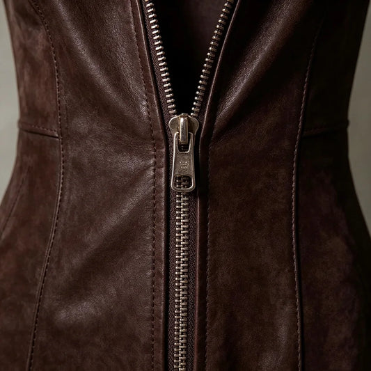 MALENA | VESTIDO LARGO EFECTO ANTE CON CINTURÓN