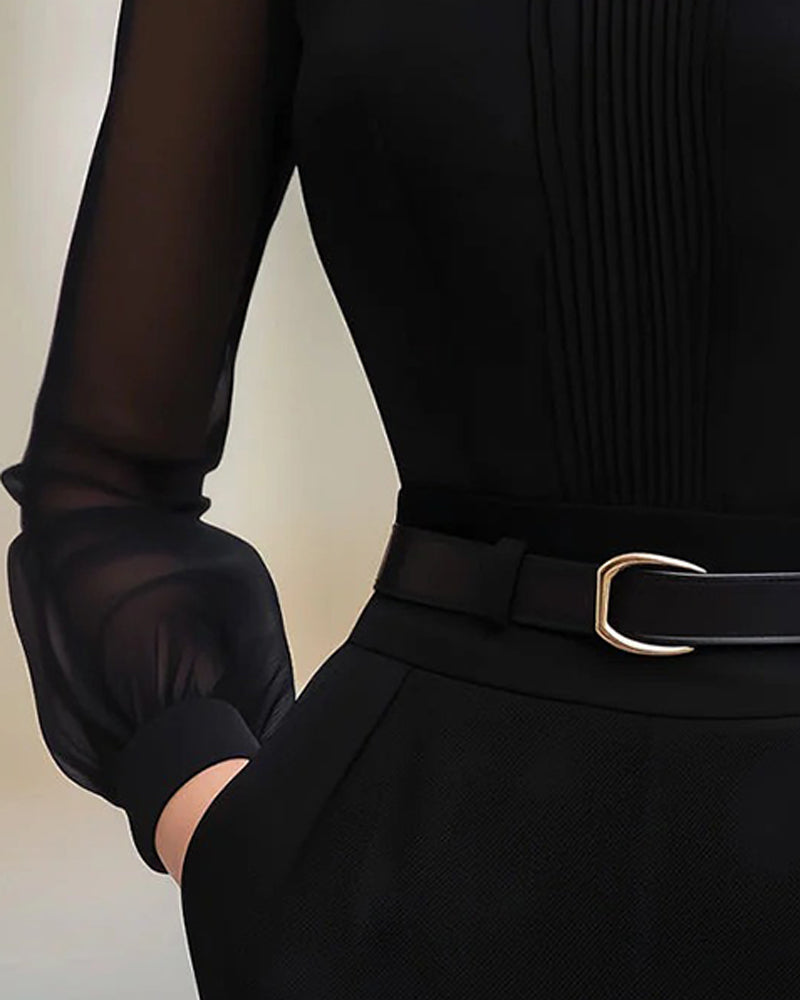 BLUSA ELEGANTE MALLA MANGA LARGA
