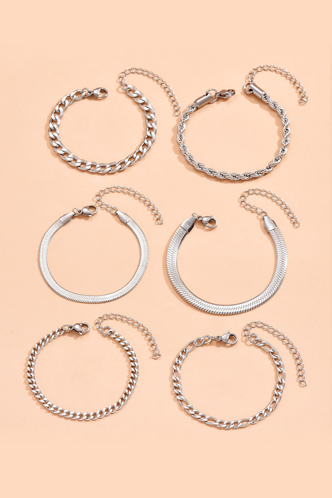 Conjunto de Pulseras de Cadena Cubana de 6 Piezas