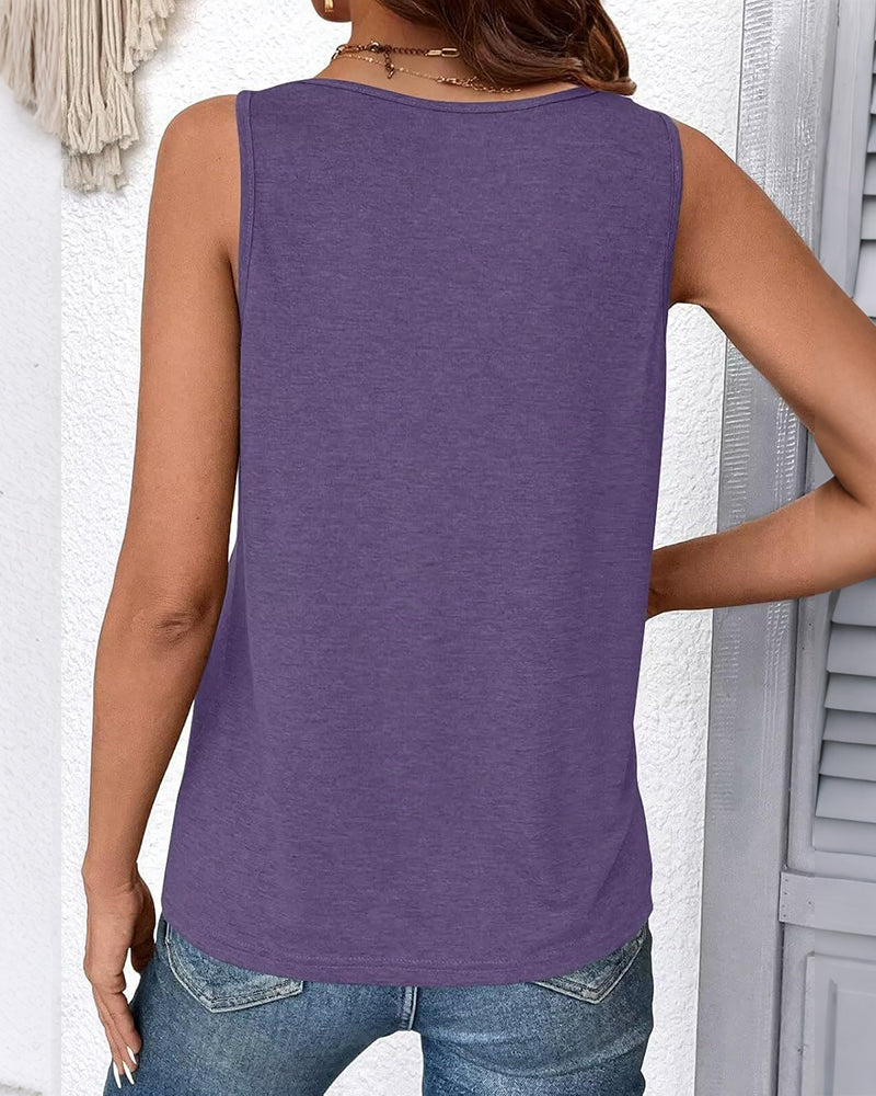 TOP DE TIRANTES LISA COLOR CUELLO DE V SIN MANGAS HOLGADO