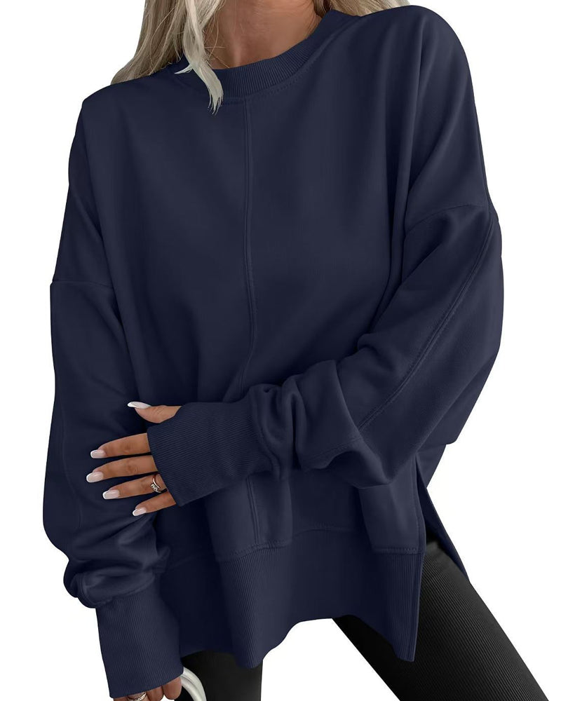 SUDADERA ABERTURA LATERAL CUELLO REDONDO HOLGADO