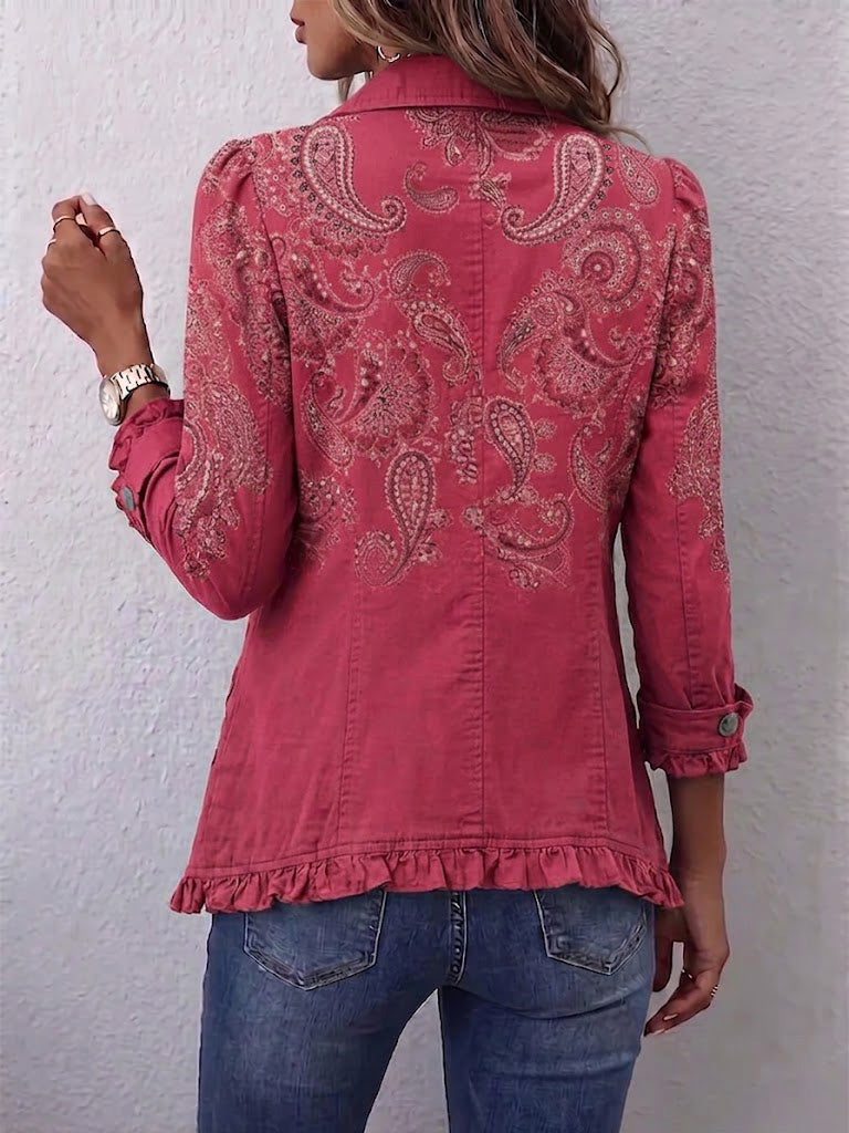 ADORACIÓN | CHAQUETA CACHEMIRA ROSA CON VOLANTES