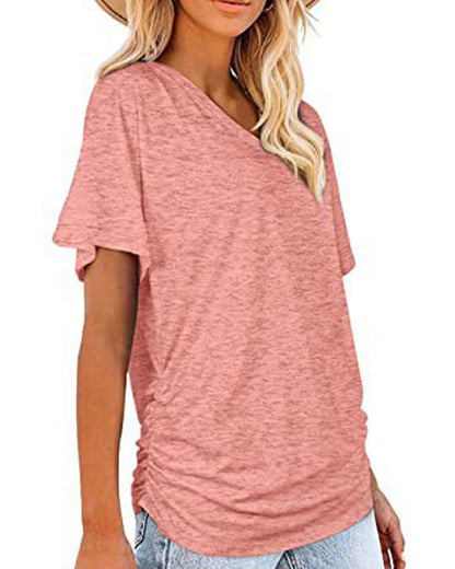 CAMISETA PLISADO LISO CUELLO DE V