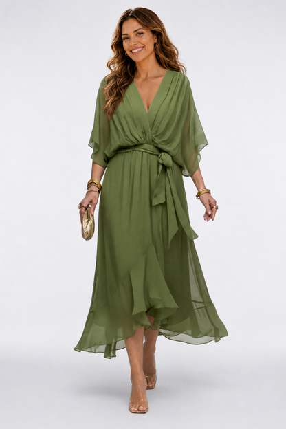 LAURA™ | VESTIDO DE GASA CON ESCOTE EN V