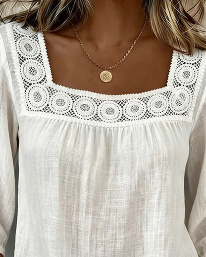 BLUSA CUADRADO ESCOTE ENCAJE PATCHWORK