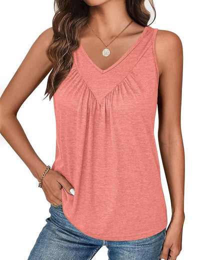 TOP DE TIRANTES LISA COLOR CUELLO DE V SIN MANGAS HOLGADO