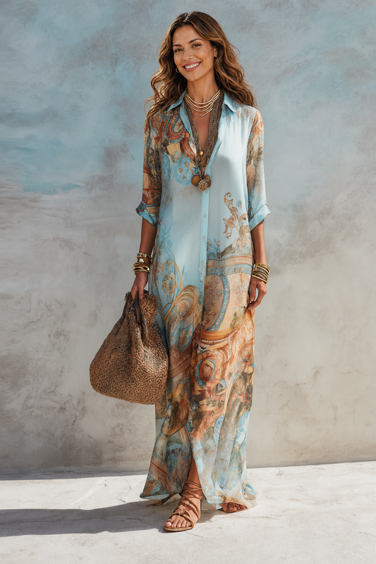 LAURA | VESTIDO CAMISERO MEDITERRÁNEO