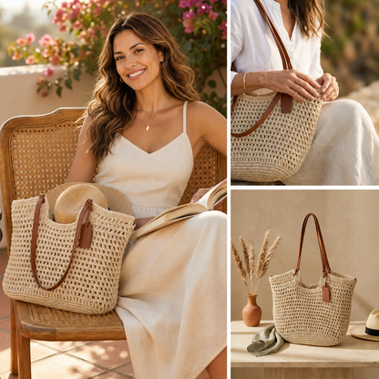 CAMELIA | BOLSO GRANDE TEJIDO A MANO EN CROCHÉ - MARFIL