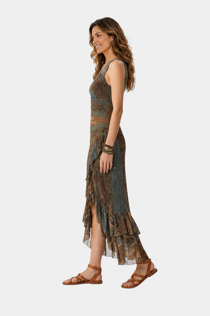CINDERELLA | VESTIDO CON ESTAMPADO ÉTNICO