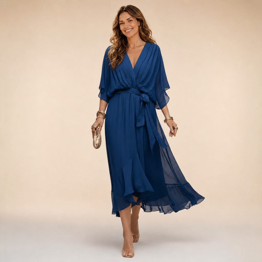 LAURA™ | VESTIDO DE GASA CON ESCOTE EN V