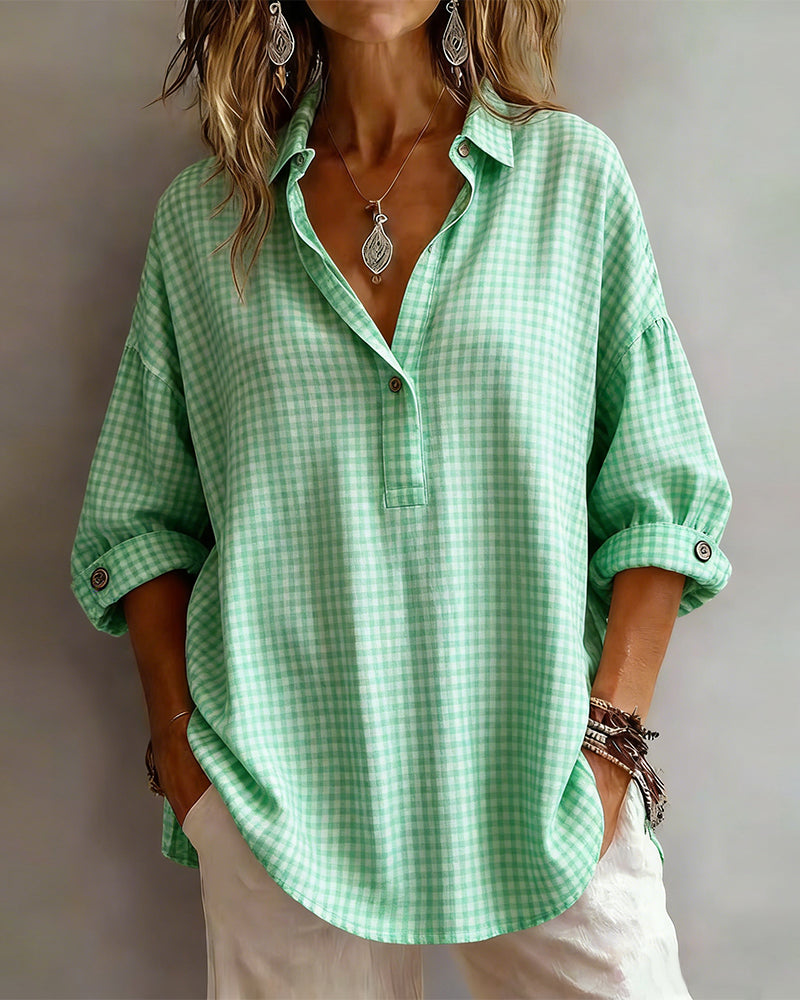 BLUSA CON CUADROS CON LA MODERNO SOLAPA