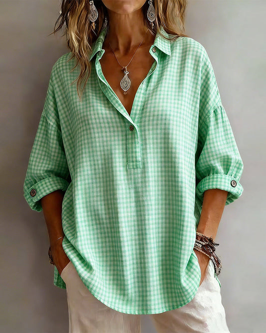 BLUSA CON CUADROS CON LA MODERNO SOLAPA