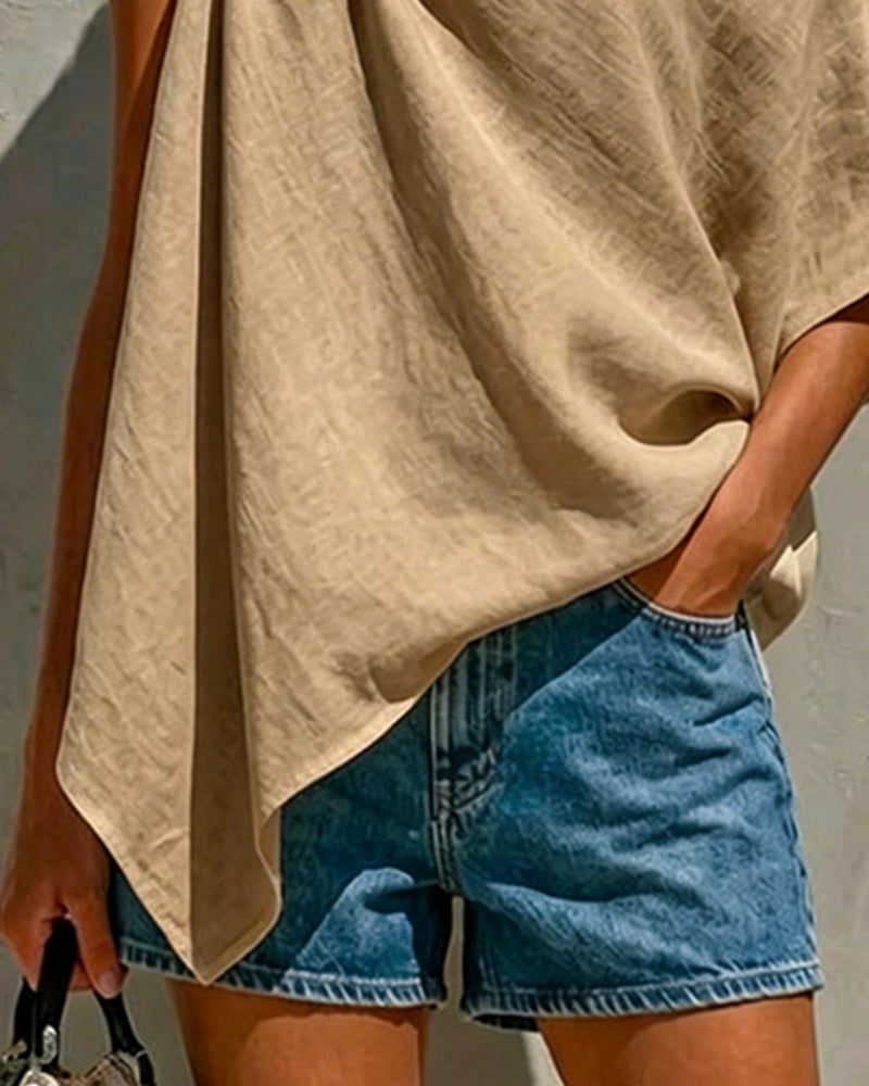 BLUSA UN HOMBRO LAZO ASIMÉTRICO