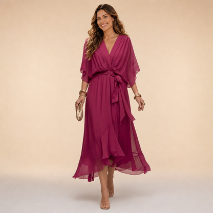 LAURA™ | VESTIDO DE GASA CON ESCOTE EN V