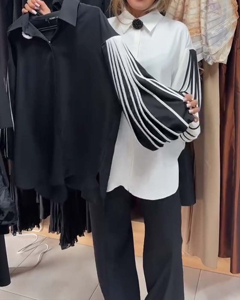 CAMISA CONTRASTE LÍNEA MANGA LARGA