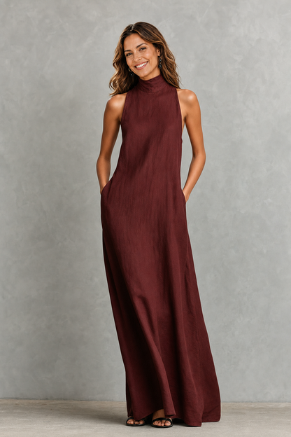 CARLAA | VESTIDO LARGO NEGRO MINIMALISTA