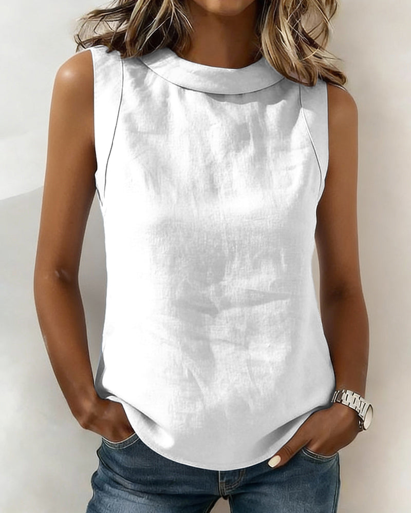 BLUSA SIN CUELLO SIN MANGAS ELEGANTE