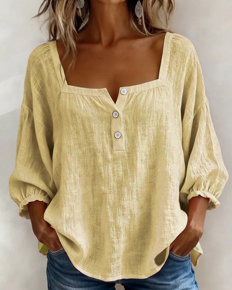 BLUSA SENCILLO ESCOTE CUADRADO MANGA LARGA
