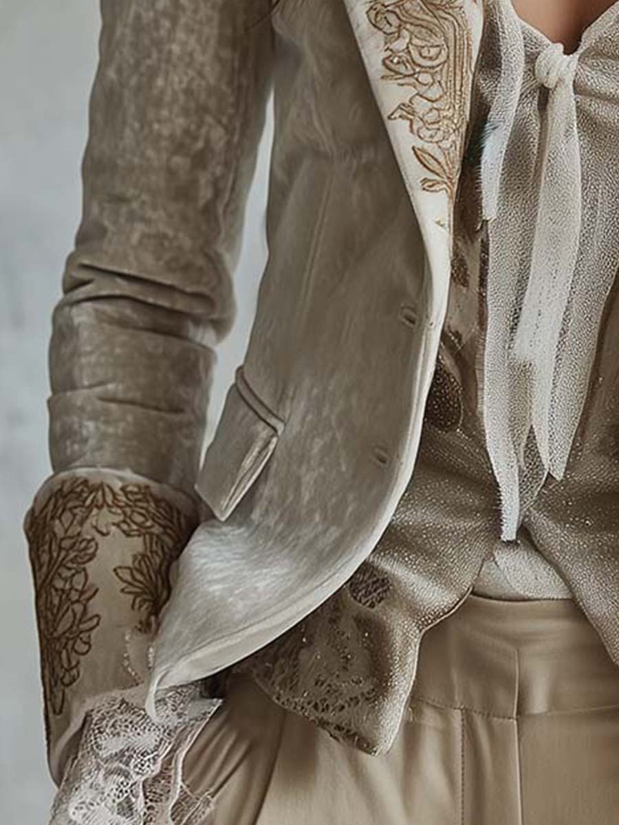 CONSTANCE | BLAZER MARFIL BORDADO DE SASTRERÍA