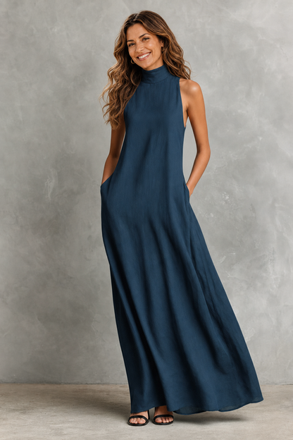 CARLAA | VESTIDO LARGO NEGRO MINIMALISTA