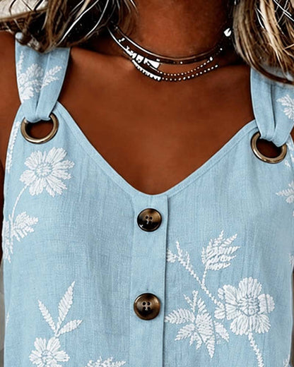 TOP DE TIRANTES FLORAL CAMISOLA ANILLO METÁLICO