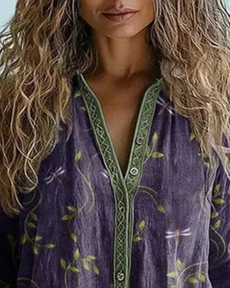 BLUSA BORDADO LIBÉLULA CUELLO DE V