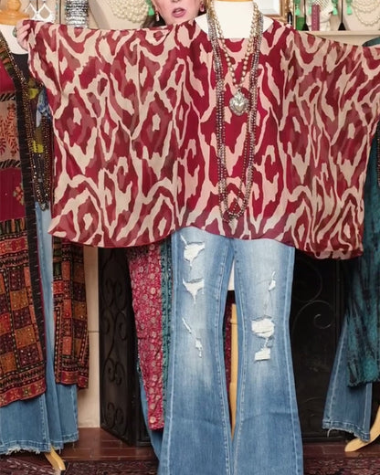 BLUSA MANGAS MURCIÉLAGO ESTAMPADO MANGA LARGA