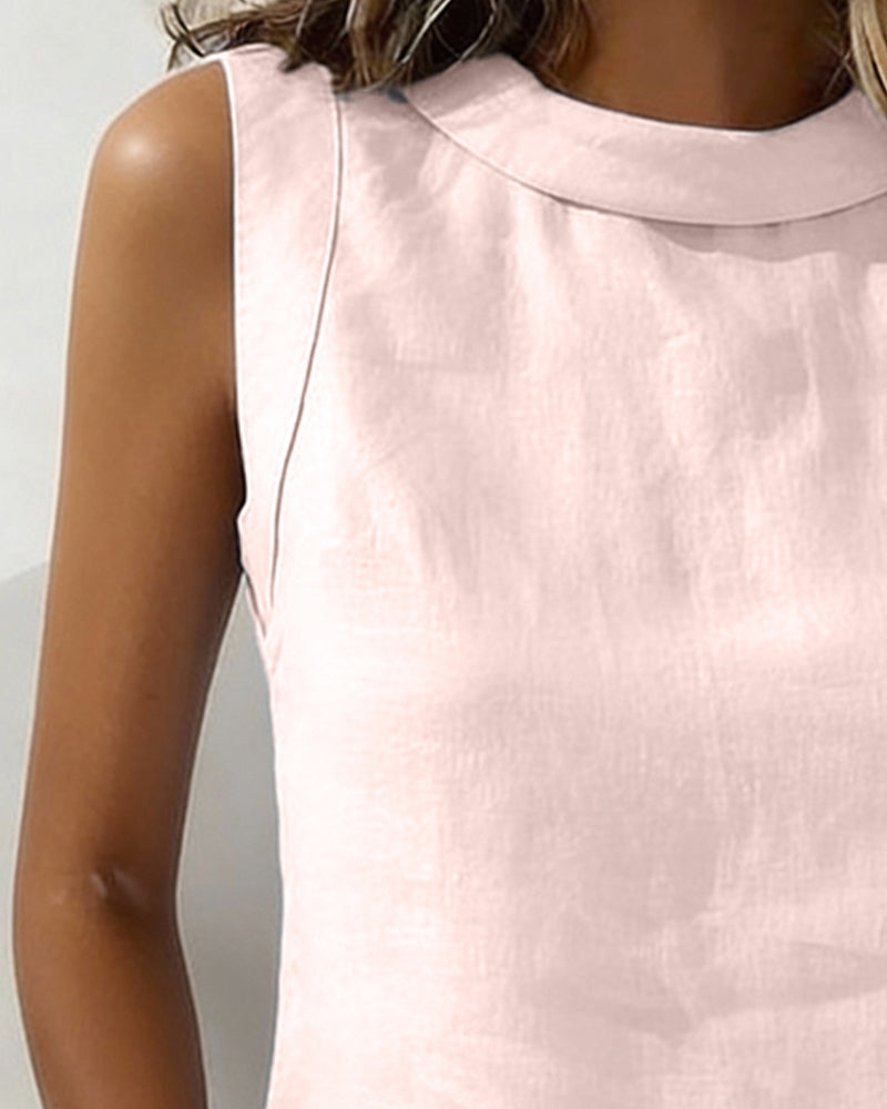 BLUSA SIN CUELLO SIN MANGAS ELEGANTE