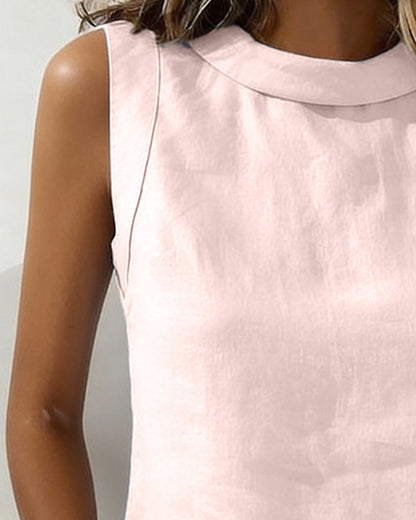 BLUSA SIN CUELLO SIN MANGAS ELEGANTE