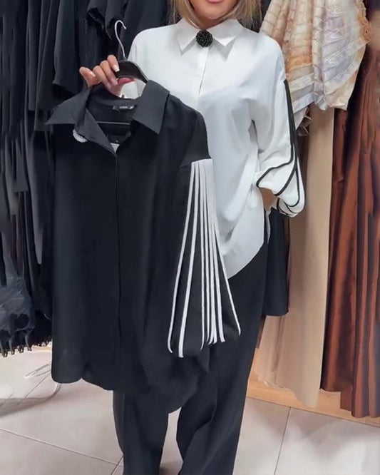 CAMISA CONTRASTE LÍNEA MANGA LARGA