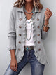 ELOÍSA | CHAQUETA DE PUNTO GRIS JASPEADO CON VOLANTES