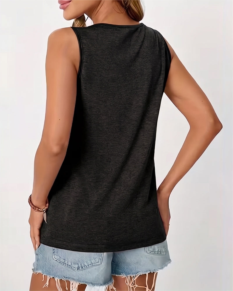 TOP DE TIRANTES LISO CUELLO DE U PLISADO