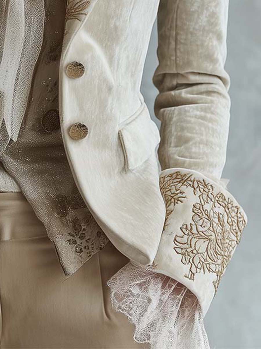 CONSTANCE | BLAZER MARFIL BORDADO DE SASTRERÍA