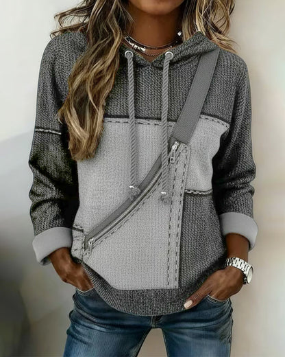 SUDADERA CON CAPUCHA ELEGANTE CON BLOQUES DE COLORES