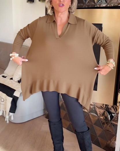 TOP CON CUELLO ASIMÉTRICO Y MANGA LARGA