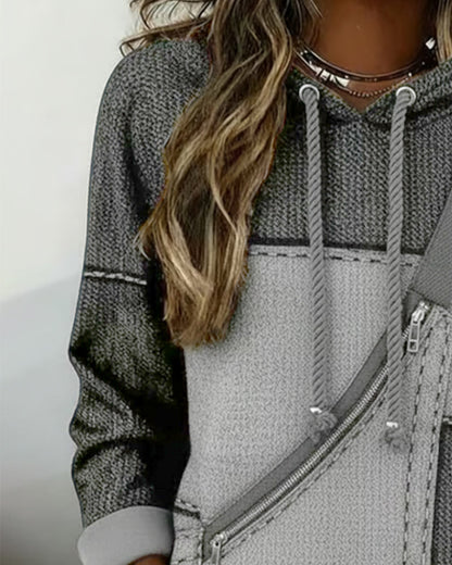SUDADERA CON CAPUCHA ELEGANTE CON BLOQUES DE COLORES