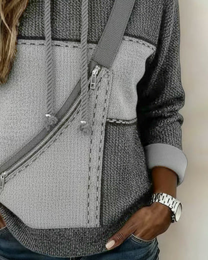 SUDADERA CON CAPUCHA ELEGANTE CON BLOQUES DE COLORES