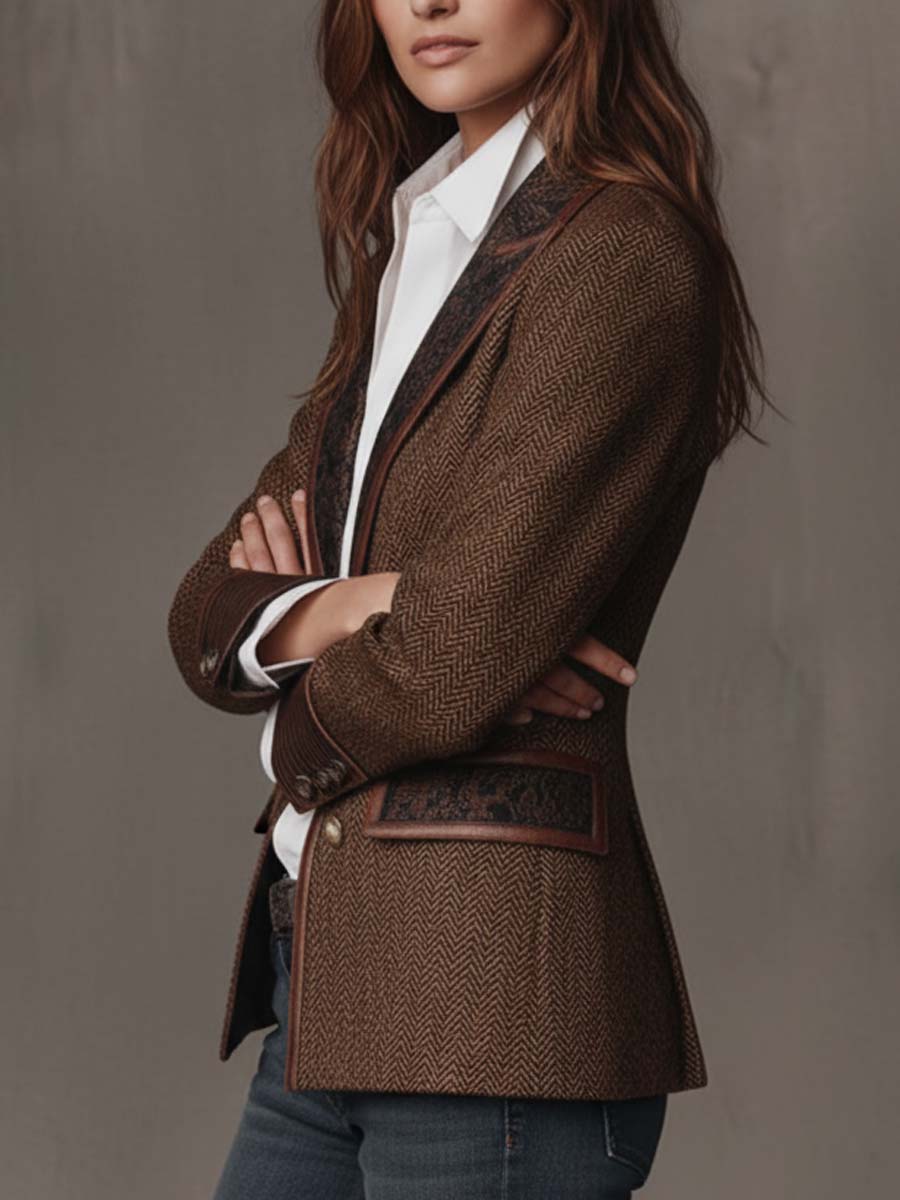 GISÈLE | BLAZER CON PANELES Y ESTAMPADO DE ESPIGA